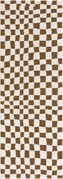 Lajos Brown Checkered Shag Rug - Clearance