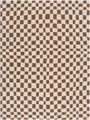 Lajos Brown Checkered Shag Rug - Clearance