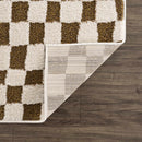 Lajos Brown Checkered Shag Rug - Clearance