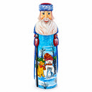 Snowman with Dog & Cat Friends Hand Carved Solid Wood Santa Figurine 11 Inches