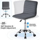 Dark Gray Velvet Armless Swivel Chair Height Adjustable