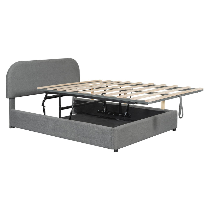 Walker Edison | Teddy Upholstered Full Size Platform Bed with Storage