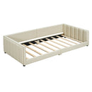 Queen Size & Twin XL Size Upholstered Platform Bed, Mother & Child Bed, PU Leather, Beige