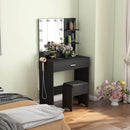Black Makeup Vanity Table With Lighted Mirror And USB Ports