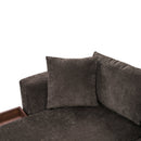 Elegant L-Shaped Sectional Sofa with Chenille Upholstery and Wooden Storage Compartment, Brown