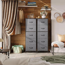 Dark Grey Fabric Dresser 5 Drawer Tall Storage Unit