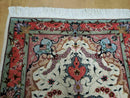 Small Vintage Persian Tabriz Wool and Silk Rug 2.5 x 4 ft, Very Finely Hand Knotted, Medallion, Ivory Salmon Light Blue, Top Quality, Pair B