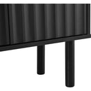 ON-TREND Minimalist Shoe Cabinet with 5 Solid Wood Legs, Cream Style Sideboard Buffet Cabinet with Fluted Doors, Large 4-Door Storage Cabinet with Adjustable Shelves for Living Room, Black, 55.1*13.7'