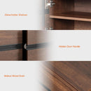 3 In 1 Modern TV Stand For TVs Up To 110 Inches With Storage Cabinets And Metal Base Walnut Brown