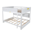 Queen Over Queen Bunk Bed with Built-in Storage Cabinets,Charging Station,Ladder,Safety Guardrails,Solid Pine Wood Bunk Bed,White