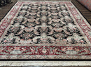 Sino Persian Rug 9x12, Black, Floral Bouquets