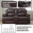 Brown Faux Leather Reclining Living Room Set Sofa Loveseat Chair