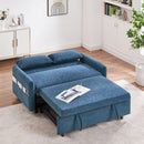 55.1' Pull Out Sleep Sofa Bed Loveseats Sofa Couch with Adjsutable Backrest, Storage Pockets, 2 Soft Pillows, USB Ports for Living Room, Bedroom, Apartment, Office, Blue (Old SKU: WF315689AAC)