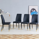 A set of 4 dining chairs, black dining chair set, PU material high backrest seats and sturdy leg chairs, suitable for restaurants, kitchens, and living rooms