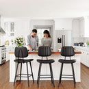 Bar Stools Set 2 24.6In Counter Height Black Faux Leather