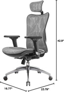 Grey Ergonomic Office Chair With Adjustable Headrest