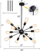 Black 12 Light Sputnik Chandelier Farmhouse Pendant