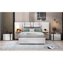 Full Size Upholstered Platform Bed, Two Outlets and USB Charging Ports on Both Sides, Two Bedside Pillows, Storage Shelves,Velvet,Beige