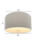 Moderne Flush Mount Conversion Kit 16"w Light Oatmeal Linen Drum Lampshade
