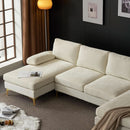 Convertible Sectional Sofa 110 Inch U Shape Creamy White