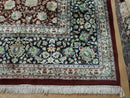 Persian Rug 9x12, Floral Allover, Very Fine, Handmade, Room Sized Oriental Carpet, Sino Persian, Maroon and Navy Blue