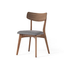 7-Piece Mid-Century Dining Set with Walnut Finished Frame, Upholstered Dining Chairs ,Dark Grey & Wood Dining Table
