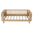 Twin Size Wood Platform Bed for Kids, Wood Low Profile Twin Bed with Rails for Girls and Boys, Natural (Patented Design)