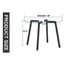 Modern simple style round transparent tempered glass table, tempered glass table top, black metal legs, suitable for kitchen, dining room and living room, 40 '*40' *29.5 '1123r