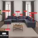 Flannel Modular Sectional Sofa With USB Ports Grey