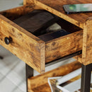 Bedside Table With Charging Station In Vintage Brown