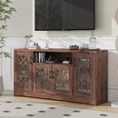 TV Stand for 65+ Inch TV, Rustic Media Console with Storage Shelves, Wood Television Stand for Living Room (Walnut) - White Label