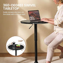 Black Circular Bar Table Featuring Adjustable Height