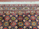 Navy Blue Antique Persian Rug 7x11, Veramin Mina Khani Repeated Allover Pattern, Vintage Authentic Hand Knotted Handmade Wool Room Sized Carpet