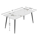 Dining Table with Sintered Stone Tabletop and Metal Legs, 70' Rectangular Modern Kitchen & Dining Room Table