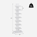 Vertical Bookshelf 8 Tier White Bookcase Living Room