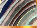 Modern Nepali Handmade Wool Rug 6x8, Blues Gray Mauve, Abstract, Nepali Tibetan Rug