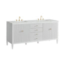 James Martin Myrrin 72" Double Bathroom Vanity, Bright White