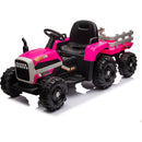 Ride on Tractor with Trailer,24V Battery Powered Electric Tractor Toy, 200w*2motor 1.86-4.97MPH/Remote Control,electric car for kids,Three speed adjustable,USB,MP3 ,Bluetooth,LED light, safety belt.