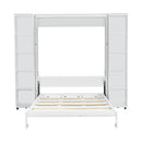 Queen Murphy Bed Wall Bed with Storage Doors, White