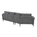 111' Upholstered 3-seater Sofa Curved Sofa Couch with Two Printed Pillows for Living Room, Dark Gray