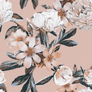Beige Wallpaper with White Flowers