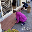 Deck Tiles - Premium WPC Interlocking - BROWN | DECKO (11.8" x 11.8" x 0.8" tile) - (One Piece)