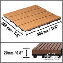 Deck Tiles - Premium WPC Interlocking - BROWN | DECKO (11.8" x 11.8" x 0.8" tile) - (One Piece)