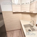 Flexible 3D Stone Wall Panels - BRICO TRAVERTINO - Box of 12 Interlocking Peel-and-Stick Panels 11.63 sqft coverage | DECKO Flexistone