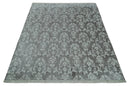 Fine 8x10 Hand Knotted Gray and Ivory Traditional Modern Style Art Art Silk Rug, Living Room Rug