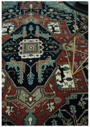 Fine 9x12 Hand Knotted Brown, Black, Blue and Ivory Traditional Wool Area Rug
