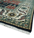 Fine 9x12 Hand Knotted Brown, Black, Blue and Ivory Traditional Wool Area Rug
