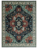 Fine 9x12 Hand Knotted Brown, Black, Blue and Ivory Traditional Wool Area Rug