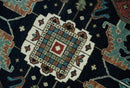 Fine 9x12 Hand Knotted Brown, Black, Blue and Ivory Traditional Wool Area Rug