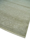 Fine Antique Design Ivory and light Olive Traditional Hand Knotted 8x10 wool area Rug